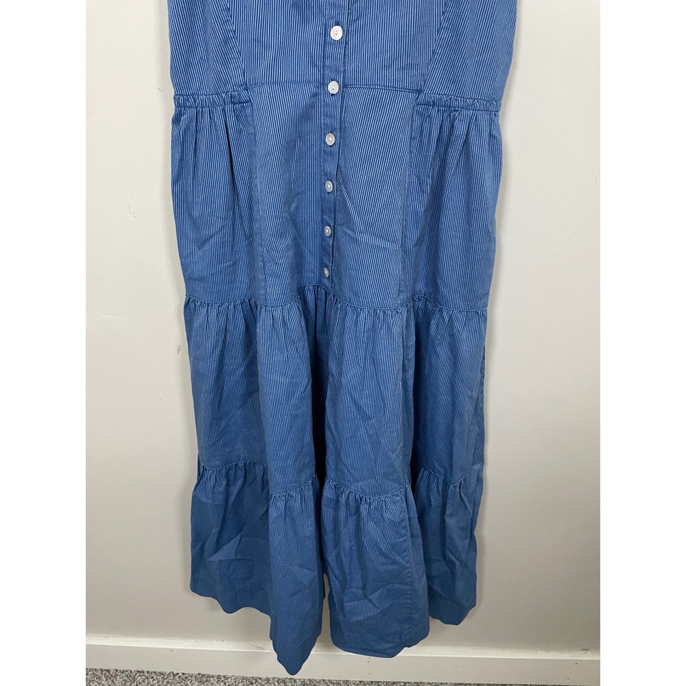 Madewell Stripe Button-Front Tiered Midi Dress Size 6 Classic Timeless Summer - Picture 4 of 11